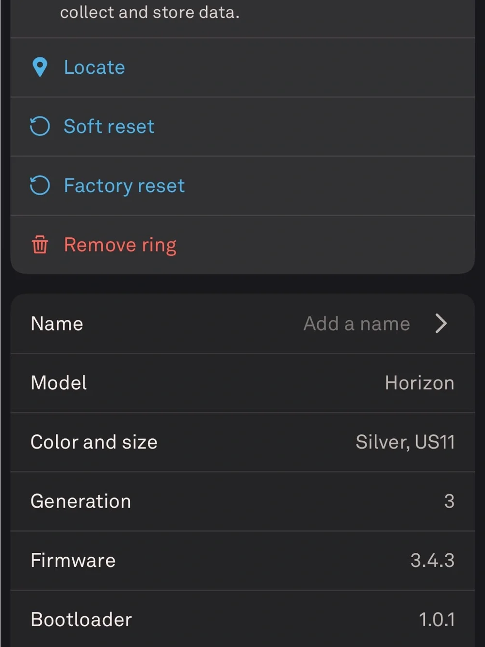 Oura Ring Gen3 Horizon size 11 - Silver